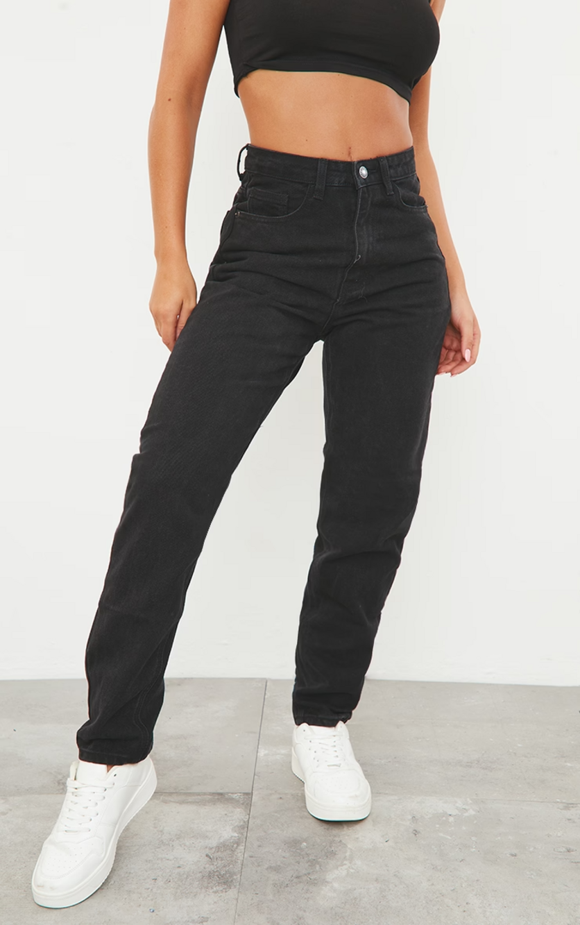 New PrettyLittleThing Black High Rise Mom Jeans Size 10